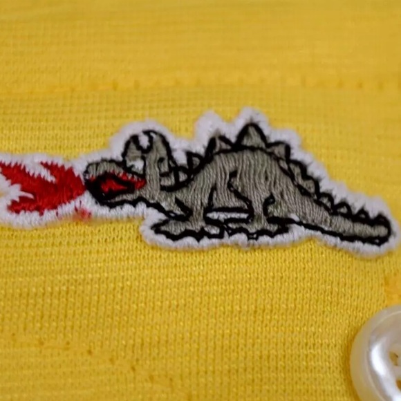 Sears Dragon Logo Sport Shirt VTG 80s Yellow with Brown Dragon Shirt M/L Grunge - Picture 12 of 16